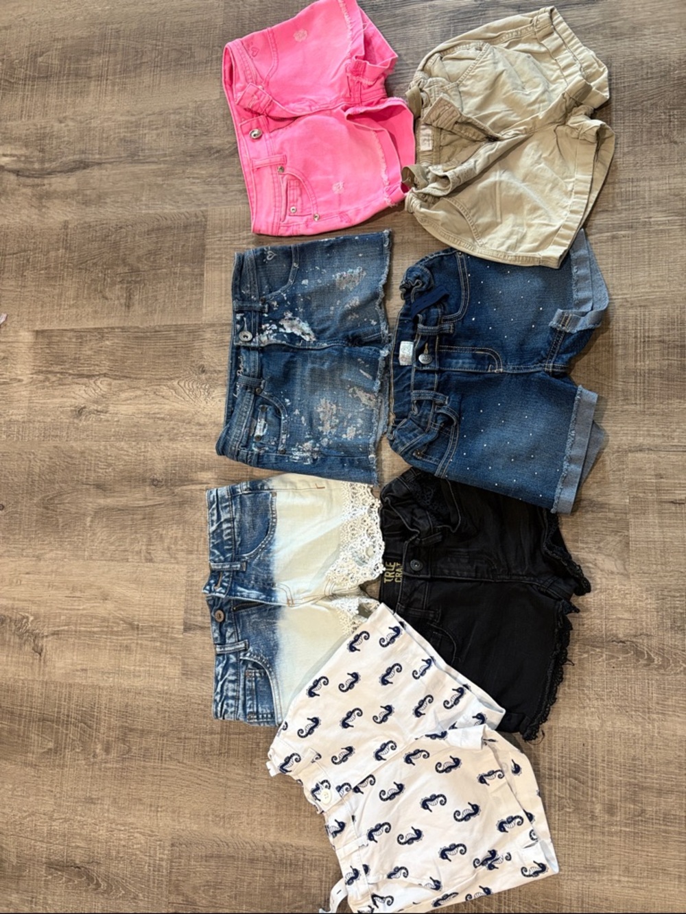 Girls' Assorted Shorts - Pink, Tan, Denim, Black, White